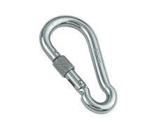 Karabinerhaken mit Sicherheitsmutter Edelstahl A4 9x90mm