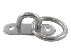 Mastplatte oval mit Ring Edelstahl A2 80mm, Ring 8x45mm