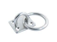Decksplatte eckig mit Ring Edelstahl A4 40x35mm, Ring 6x35mm