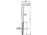 Schraubhaken mit Holzgewinde Edelstahl A2 3,5x50mm