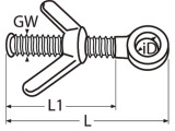 Augbolzen mit Flügelmutter Edelstahl A4 M10, 113mm