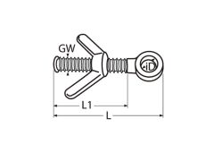 Augbolzen mit Flügelmutter Edelstahl A4 M12, 132mm