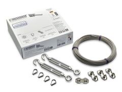 Drahtseil-Set Größe L, 3mm 7x7 50m Edelstahl A4 20 Kauschen, 20 Duplexkl.,10 Spannschlösser M6