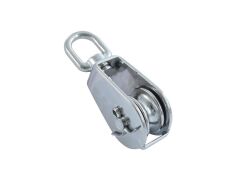 Seil-Block mit Wirbelauge, Rolle entnehmbar A2/MS für Seil 6mm, Rolle 25mm