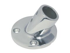 Relingfuß mit runder Grundplatte, 60° Edelstahl A4 71,0mm, für Rohr 25mm