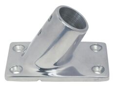 Relingfuß mit rechteckiger Grundplatte, 60° Edelstahl A4 81x48mm, für Rohr 25mm