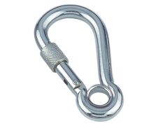 Karabinerhaken mit Sicherheitsmutter und Kausche Edelstahl A4 13x160mm