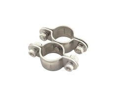 Rohrschelle Edelstahl A2 doppelt, feststehend, für Rohr 25mm