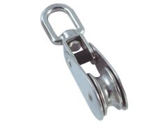 Seil-Block mit Wirbelauge und Gelenk A2/MS für Seil 8mm, Rolle 32mm