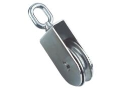 Seil-Block mit Wirbelauge, flach A2/MS für Seil 16mm, Rolle 100mm