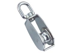 Seil-Block mit Wirbelauge A2/MS für Seil 5mm, Rolle 20mm