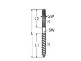 Stockschraube mit Rechtsgewinde M6 x 90