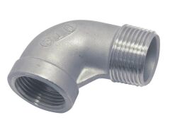 Rohrbogen mit Innen-/Außengewinde, 90° Edelstahl A4 3/8"