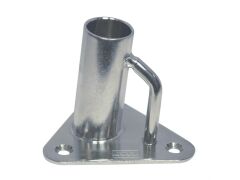 Relingfuß mit Dreiecksplatte, 3° Edelstahl A4 für Rohr 25mm