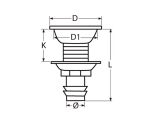 Tankentlüfter versenkt Edelstahl A4 46mm, für Schlauch 16mm