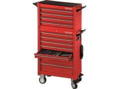 Bestückter Werkstattwagen UNIVERSE + Werkstattwagenaufsatz UNIVERSE + Dosenhalter + Papierrollenhalter + 415-tlg. Bestückung Rot