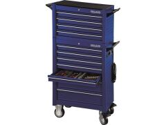 Bestückter Werkstattwagen UNIVERSE + Werkstattwagenaufsatz UNIVERSE + Dosenhalter + Papierrollenhalter + 415-tlg. Bestückung Blau