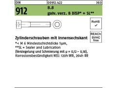 500 x DIN 912 8.8 M 4 x 8 gal Zn DiSP + SL