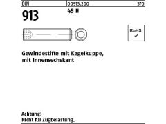 200 x DIN 913 Gewindestifte mit Kegelkuppe, 45H M10 x 12 (blank/schwarz)