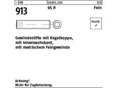 200 x DIN 913 Gewindestifte mit Kegelkuppe, 45H M8 x 1 x 20 (blank/schwarz)