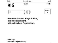 200 x DIN 916 Gewindestifte mit Ringschneide 45H M10 x 1 x 16 (blank/schwarz)