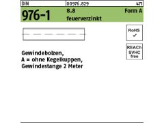 1 x DIN 976 Gewindebolzen 8.8 U Form A M16 x 2000 feuerverzinkt Gew.-tol. 6h
