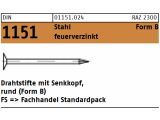 1kg DIN 1151 Drahtstift N&auml;gel, Flach-Senkkopf Stahl, Form B - 1,6 x 30 feuerverzinkt