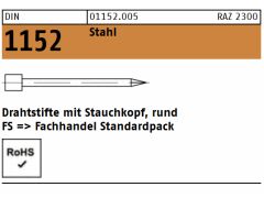 1kg DIN 1152 Drahtstifte mit Stauchkopf, Stahl blank 3,1 x 70 (blank/schwarz)