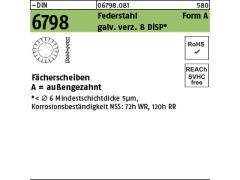 750 x Fächerscheiben DIN 6798 Federstahl Form A 13 (Dickschichtpass.) verzinkt
