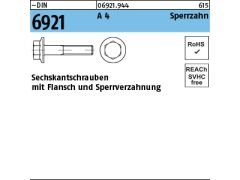 200 x Sechskantschrauben mit Flansch DIN 6921 Edelstahl A4 M 6x25 mit Sperrverzahnung