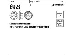 1000 x Sechskantmutter mit Flansch DIN 6923 Kl.8 M8 mit Sperrverzahnung (blank/schwarz)
