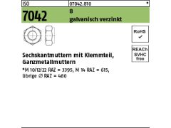 100 x Sechskantmuttern ISO 7042 8 M 16 galv. verzinkt gal Zn