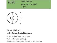 50 Stück Unterlegscheiben M6 DIN9021 (ISO7093) verzinkt