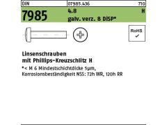 2000 x DIN 7985 Linsenkopfschrauben 4.8 M4 x 8 - H verzinkt (Dickschichtpassiviert)
