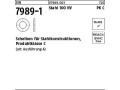 100 x DIN 7989 -1 Scheiben für Stahlkonstruktionen Stahl 12 Pk C ÜH 13,5 x 24 x 8 (blank/schwarz)