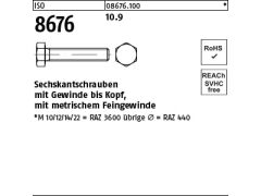 25 x Sechskantschrauben, Gewinde bis Kopf, Feingewinde ISO 8676 Kl.10.9 M24x1,5x55 (blank/schwarz)