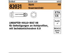 1 x LINDAPTER-Hollo-Bolt Stahl 8.8 HB 12-Größe 1 feuerverzinkt