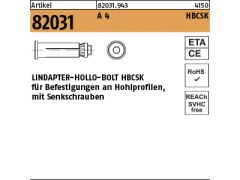 1 x LINDAPTER-Hollo-Bolt Edelstahl A4 HBSTCSK 08-Größe 1