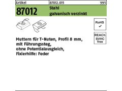 100 x Muttern für T-Nuten Profil 8 verzinkt M6 mit Führungssteg mit Feder