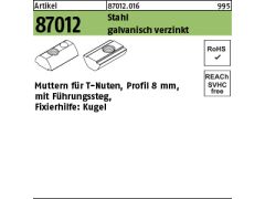 1000 x Muttern für T-Nuten Profil 8 verzinkt M6 mit Führungssteg mit Druckkugel
