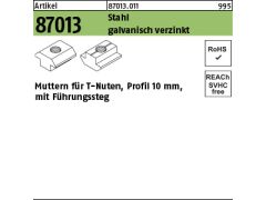 250 x Muttern für T-Nuten Profil 10mm verzinkt M 8 mit Führungssteg