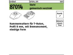 2500 x Hammerkopfmutter für T-Nuten Profil 8mm verzinkt M 5 niedrige Form