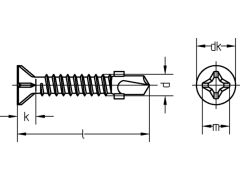 Schnäppchenartikel - 500 Stück Flügelbohrschraube, Senkkopf Stahl verzinkt PH - 6,3 x 38mm
