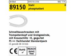 1000 x Schnellbauschraube Grobgewinde gegurtet St. 3,9 x 45 -H phosphatiert