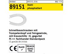 1000 x Schnellbauschraube Feingewinde gegurtet St. 3,9 x 25 -H phosphatiert