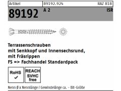 100 x Terrassenschr. Senkkopf, Fräsrippen, Schaftfräser 5 x 60/36 - T25 Edelstahl A2