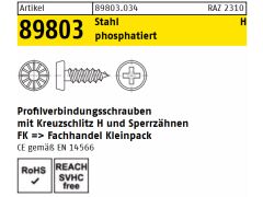 1000 x Profilverbindungsschraube Stahl 3,9 x 11 - H phosphatiert