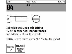 100 x Zylinderschrauben mit Schlitz DIN 84, M6x30 Edelstahl A2