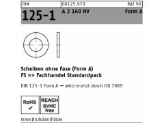 25 x DIN 125 Scheiben 140 HV Edelstahl A21 Edelstahl A2