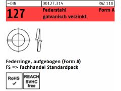 100 x Federringe DIN 127 Federstahl Form A 6 galv. verzinkt